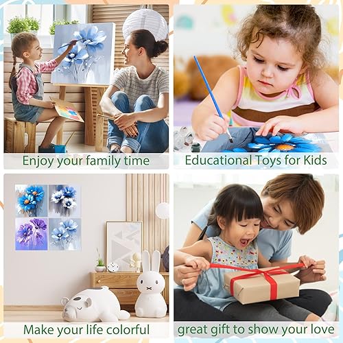 Miniatura 26 de EOBROMD Mrine Life - Paquete de 4 kits de pintura enmarcada por números para niños, kits de bricolaje para niños de 4 a 8 a 12 años, pintura sobre