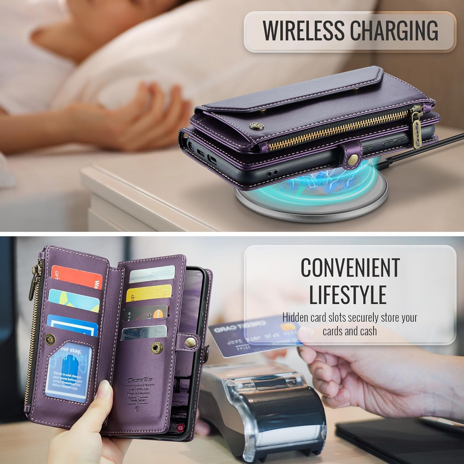 for Samsung Galaxy S26 Ultra (2026) 6.8" Case, Women Men Multi-Function Wallet Case with Stand RFID Blocking Includes Shoulder Strap Wrist Strap Galaxy S26 Ultra (Purple)