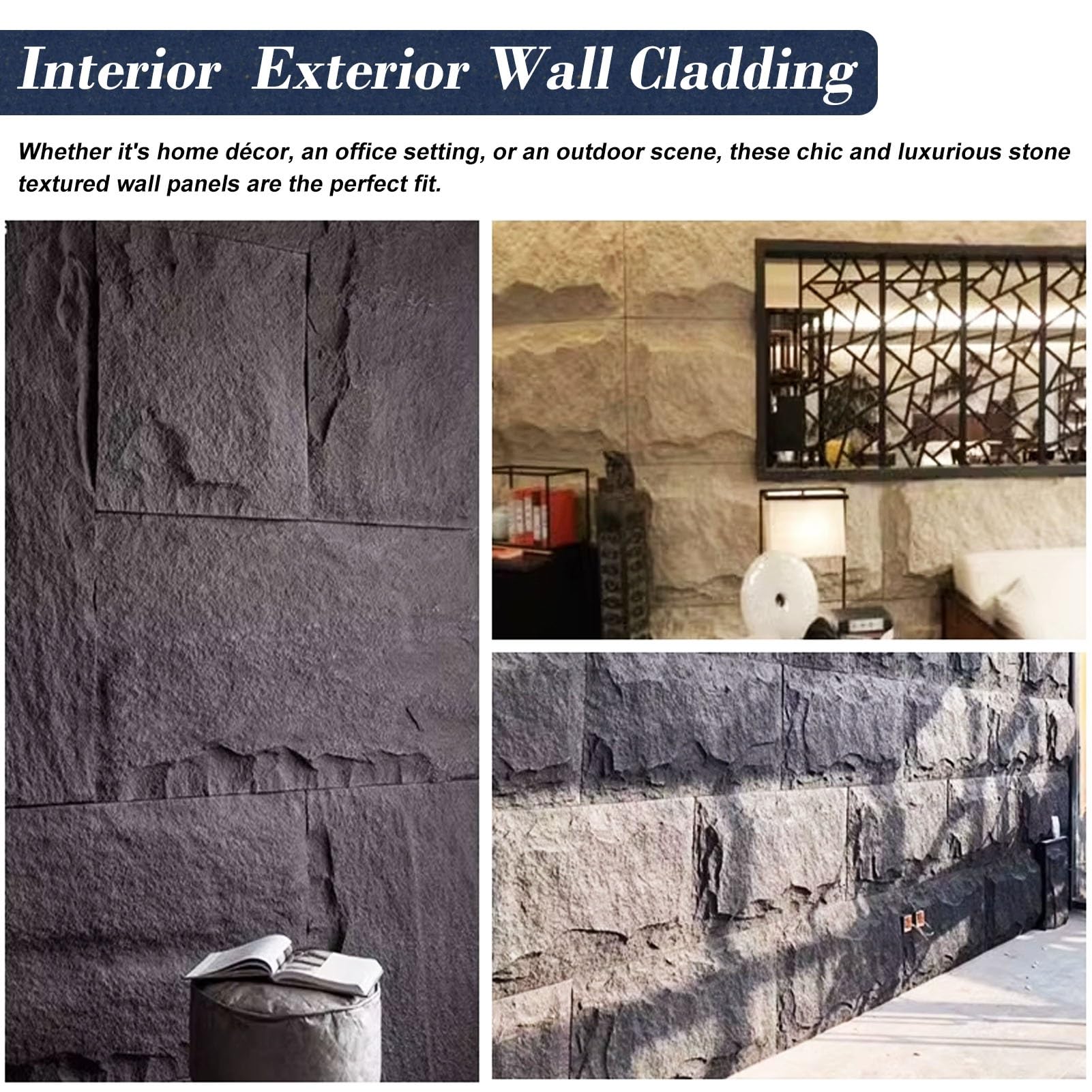 Paneles de pared de piedra 3D para decoración interior y exterior, revestimiento moderno de imitación de piedra y paneles de pared de roca al aire libre