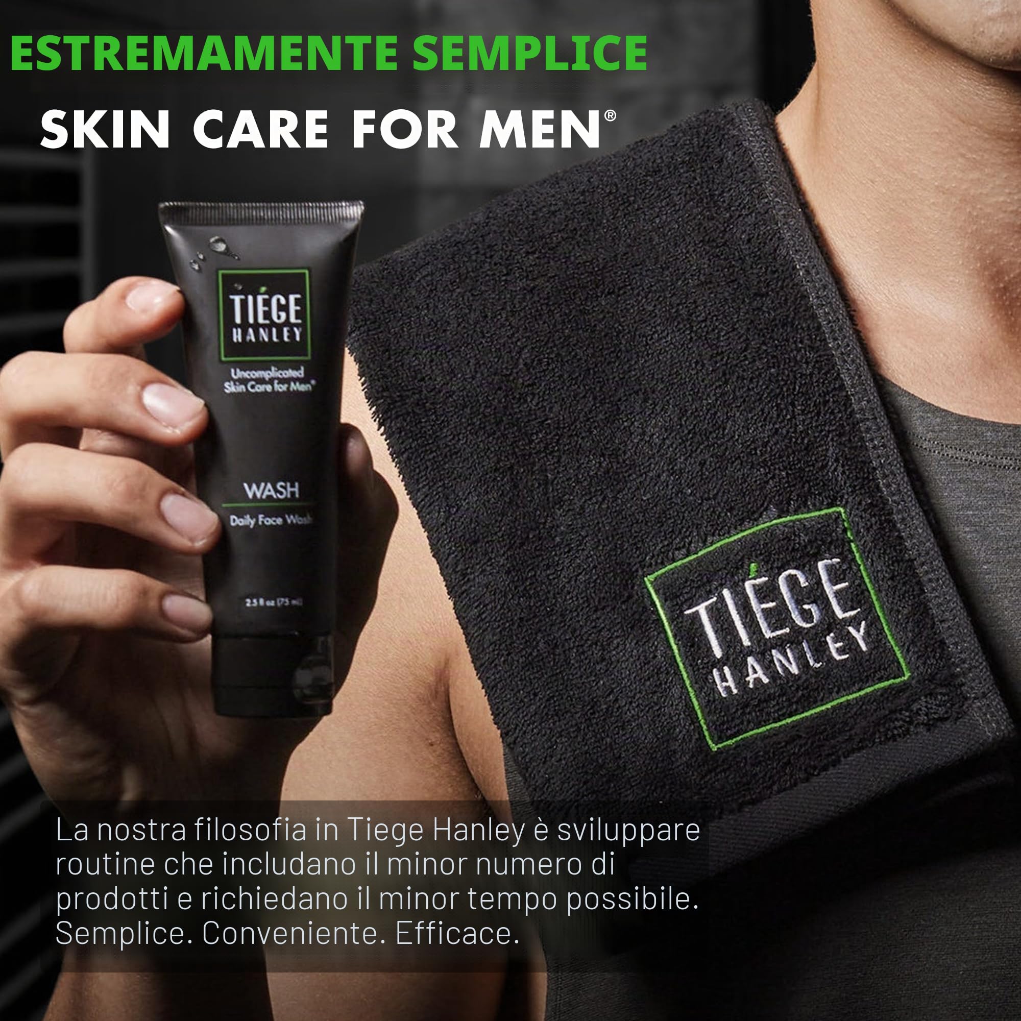 Tiege Hanley Set per la cura della pelle da uomo, routine rivitalizzante per la cura della pelle per uomo (livello del sistema 4) - Include detergente viso, scrub, crema idratante, crema per gli occhi