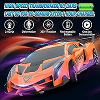 Vista 3 de BLUEJAY Transform - Coches RC para niños 4-7, 8-12, 2.4Ghz a escala 118, robot transformador de auto a control remoto, deformación con un botón