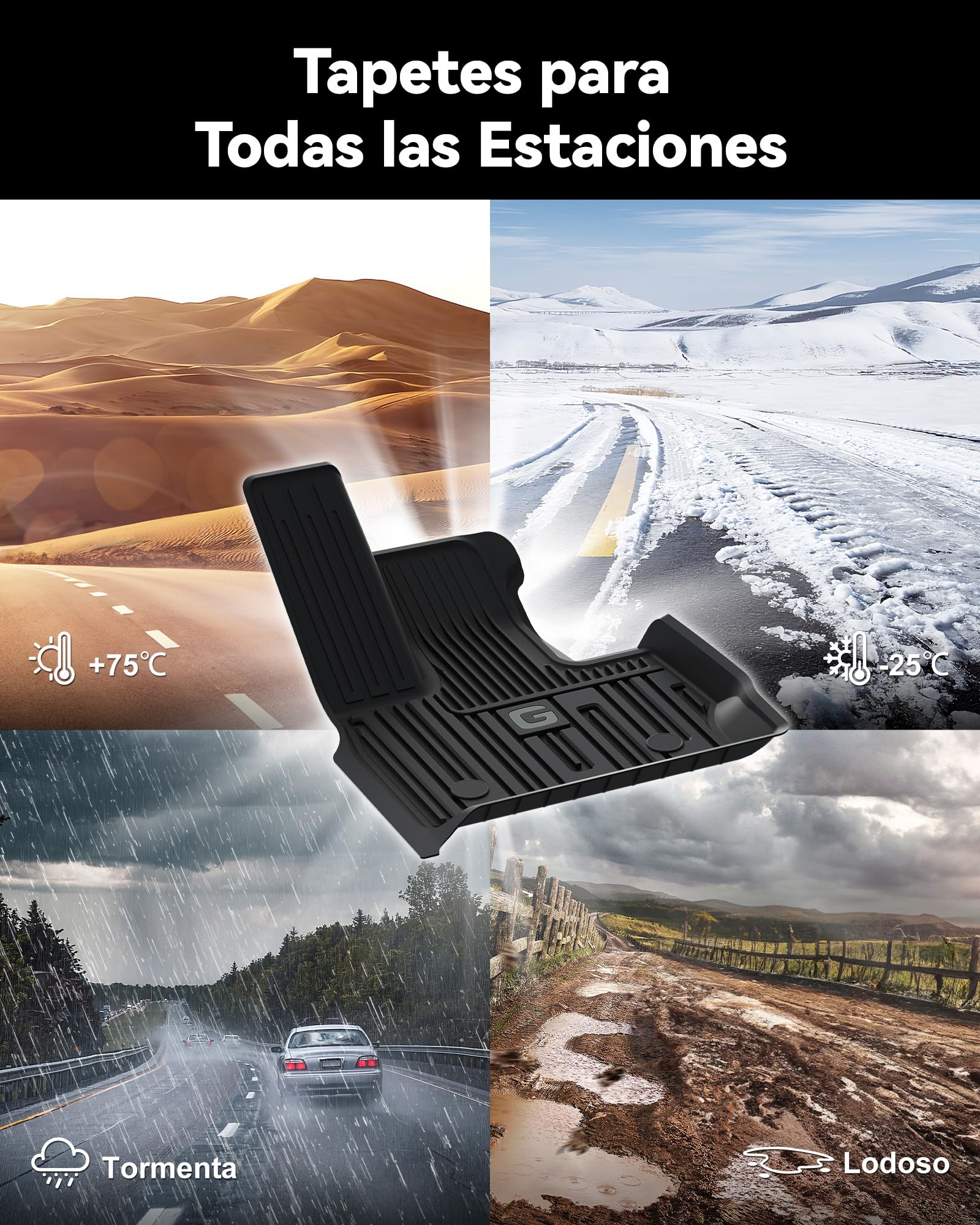 3W Alfombrillas de Coche para Mercedes Benz Clase G W463 2019-2024 2025, TPE Alfombrillas para Todo Tipo de Clima para Benz Clase G W463 la 1ª y 2ª Fila Juego Completo, Admite Perros, Accesorios