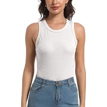 VERACT Women's Sleeveless Full Length Fitted Racerback Workout Crew Neck Basic Tank Top