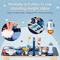 Vista 2 de Mesa de Actividades de Madera 10 en 1 para 1 Año de Edad Centro de Actividades de Pie Montessori para Bebés y Cubo de Juego Sensorial