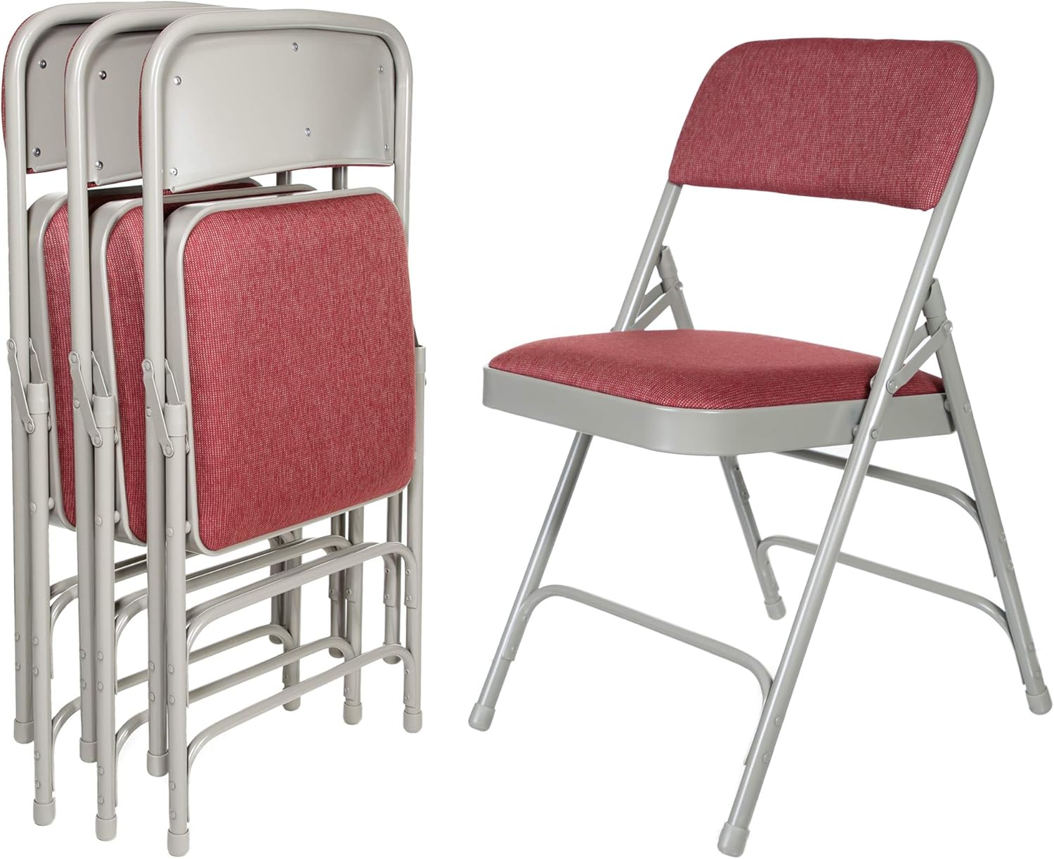 OEF Furnishings Premium Fabric Upholstered Steel Folding Chairs, 4 Pack, Burgundy : Home & Kitchen