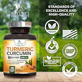 Turmeric Curcumin Supplement 2600mg - 95% Curcuminoids with Organic Turmeric & BioPerine Black Pepper Extract for Best Absorption, Natural Vegan Joint Support, Non-GMO, Bottled in USA - 180 Capsules