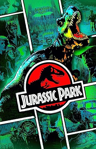Jurassic Park 1993 - Póster reimpresión  Arte de pared de dinosaurio estilo cómic retro, impresión de película clásica (11 x 17 pulgadas)