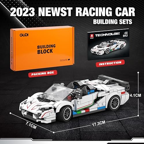 Miniatura 5 de GUDI Kit de construcción de autos de carreras para niños, juego de construcción de autos de carreras MOC para adultos, bloques de construcción de