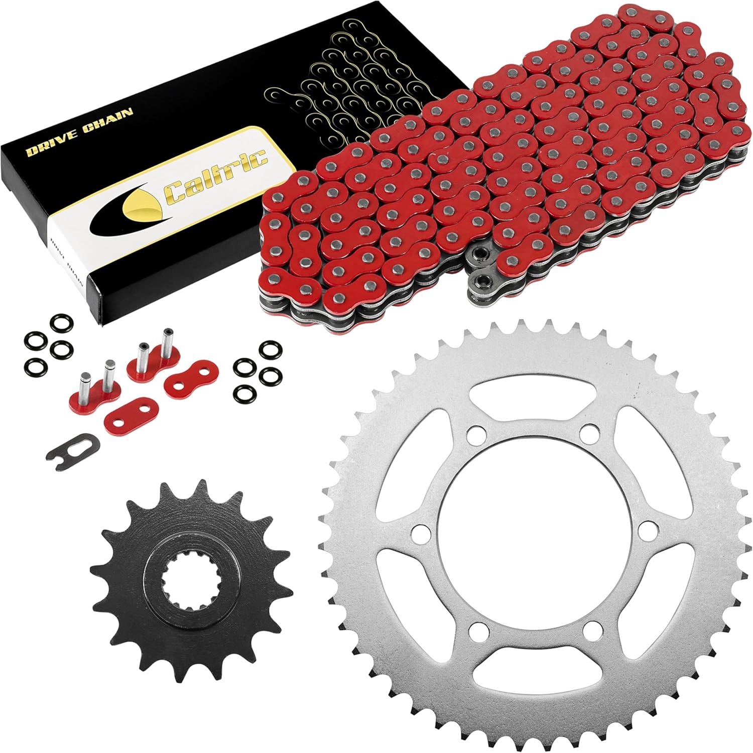 Caltric Red O-Ring Drive Chain & Sprockets Kit Compatible with Yamaha Yzf-R6S R6S 2006-2009