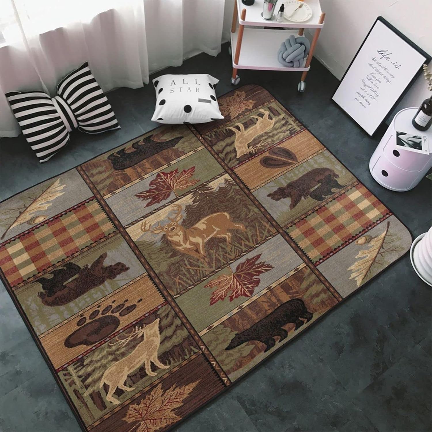 Country Style Rustic Cabin Area Rug, Wildlife Bear Nigeria Ubuy