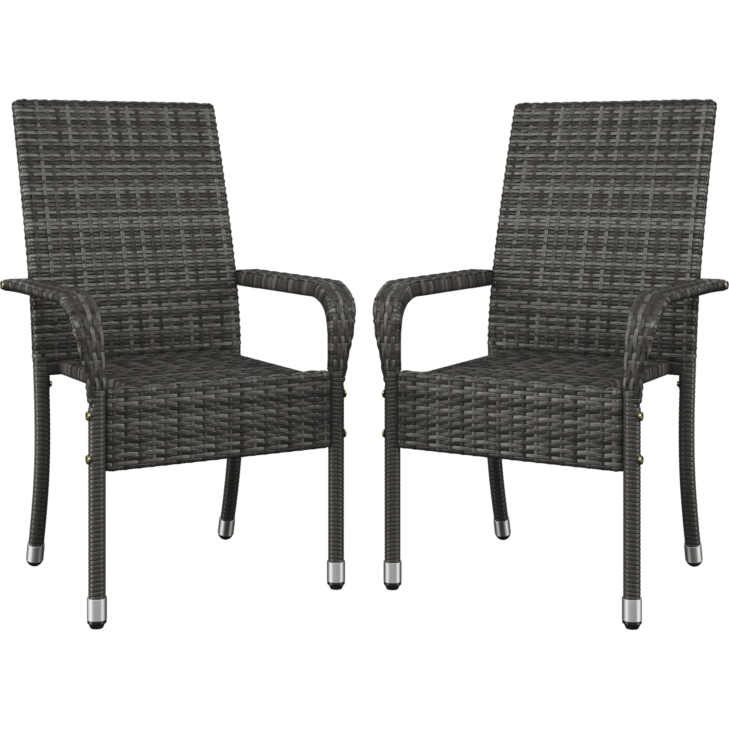 Yaheetech 2er Set Polyrattan Gartenstühle Stapelbar
