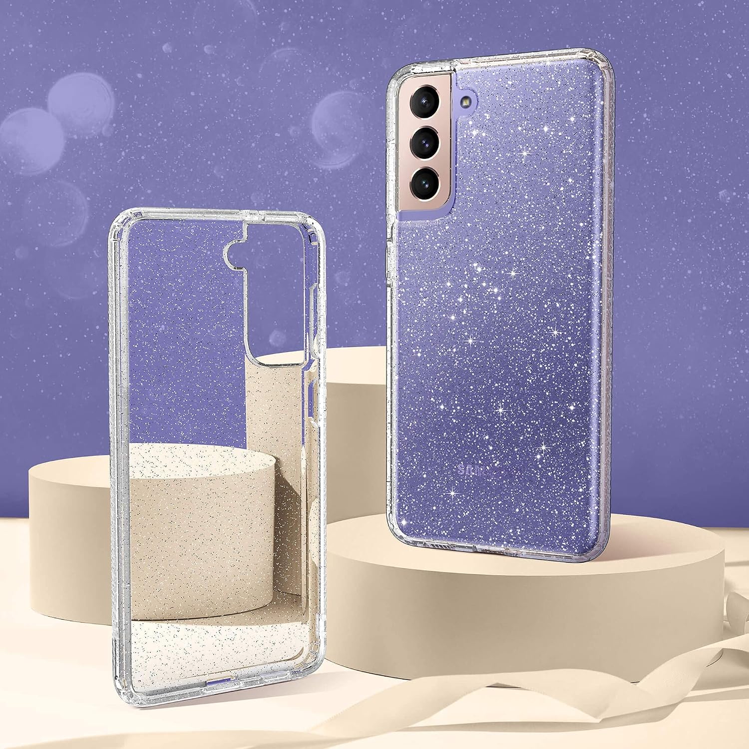 ULAK Galaxy S21 Case, Clear Glitter Case Sparkly Soft TPU Bumper Bling Cover for Women Girls Transparent Protective Phone Case for Samsung Galaxy S21 5G 6.2 inches - Clear Glitter