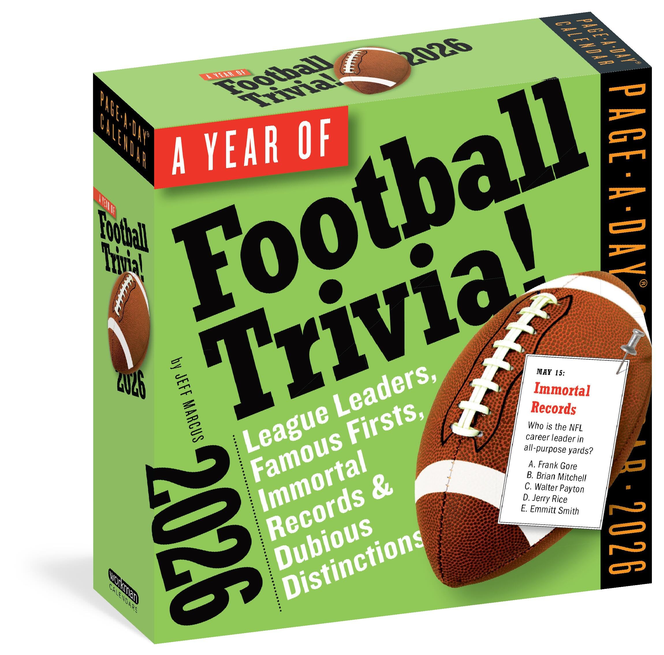 Year of Football Trivia! Page-A-Day® Calendar 2026: League Leaders, Famous Firsts, Immortal Records &amp; Dubious Distinctions