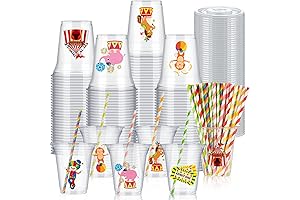 Circus Carnival Theme Decorations Cups with Colorful Identification Rings