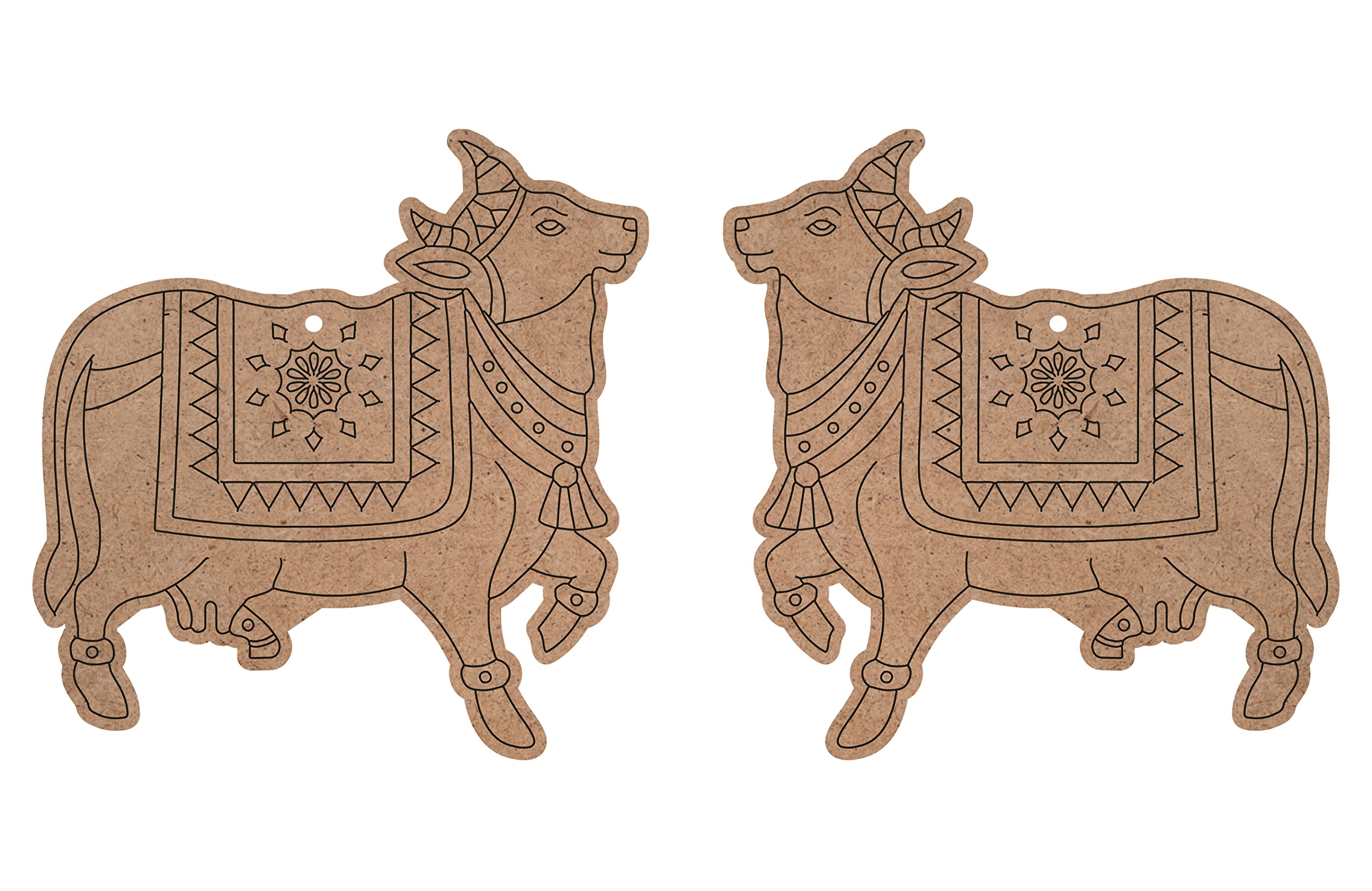 American Elm 2 Pair MDF Cow Pre Marked Wooden MDF Shapes Cutout for Hanging Crafts for Home Decor, Room Decor Artistic DIY Work Art & Craft (3 Inch