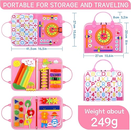 Miniatura 2 de TYRY.HU Tablero ocupado, juguetes Montessori 25 en 1 para niños pequeños, juguetes sensoriales para niños de 1, 2 y 3 años, juguetes de aprendizaje