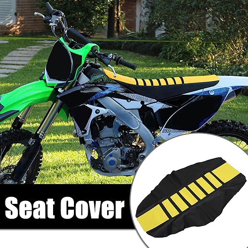 Miniatura 10 de X AUTOHAUX Universal Motorcycle Pit Dirt Bike Funda de asiento suave de piel sintética antideslizante Cojín de asiento rojo y negro