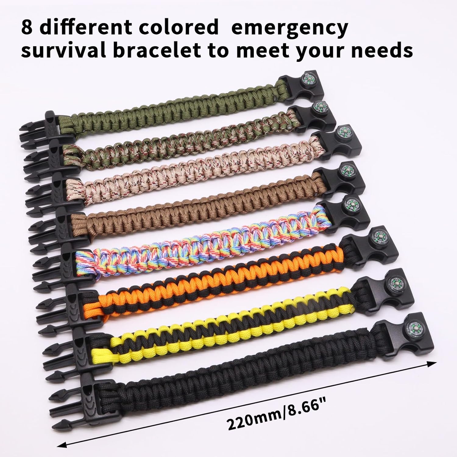 Emergency Paracord Survival Bracelet with Whistle and Compass image 3