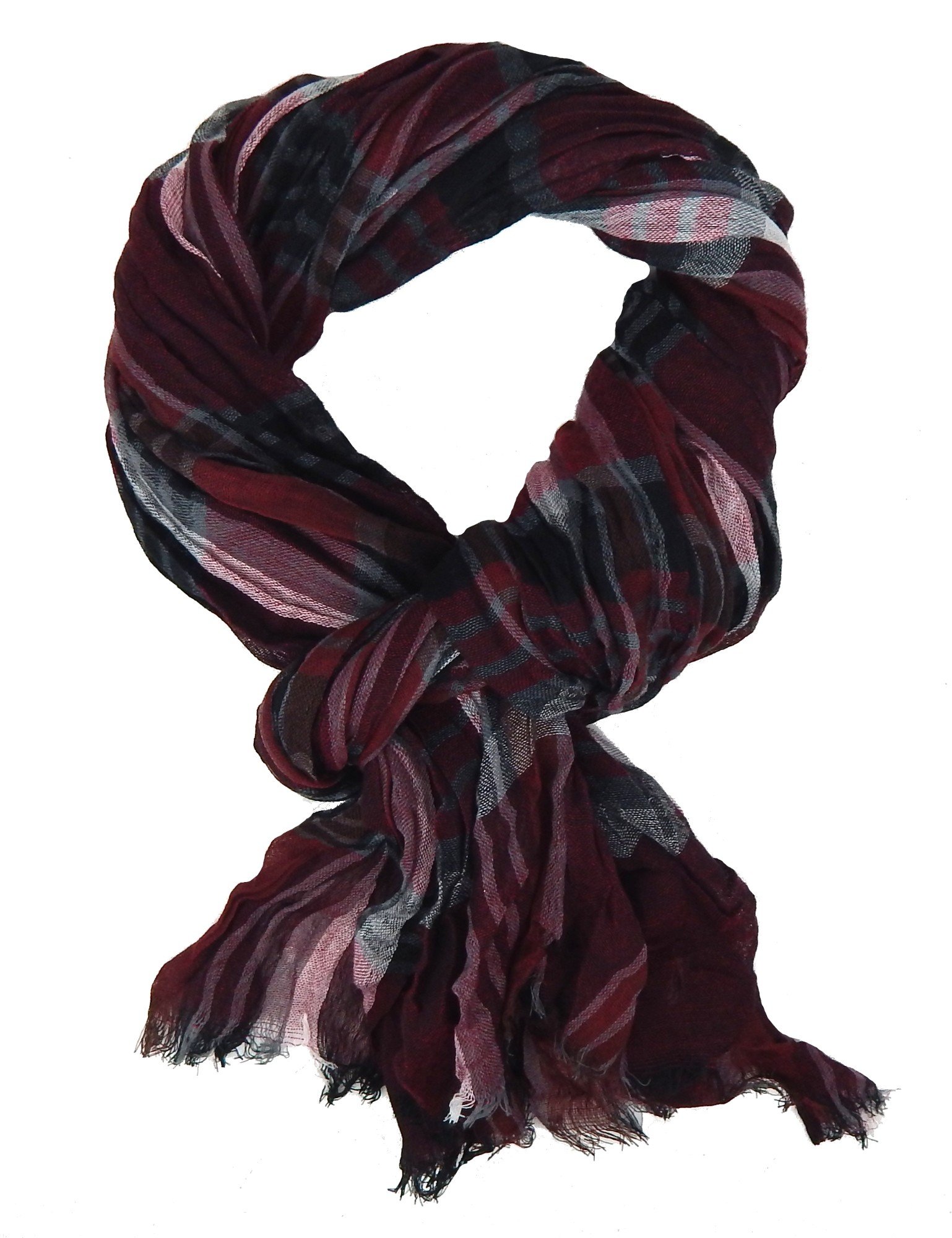 Ella Jonte Men's Scarf Blue Black Red or Grey Viscose Striped Men's Scarf, red, One Size