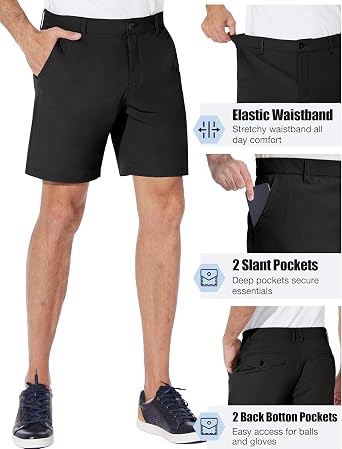 PULI Men's Golf Shorts 7'' Inseam Quick Dry Breathable Lightweight Stretch