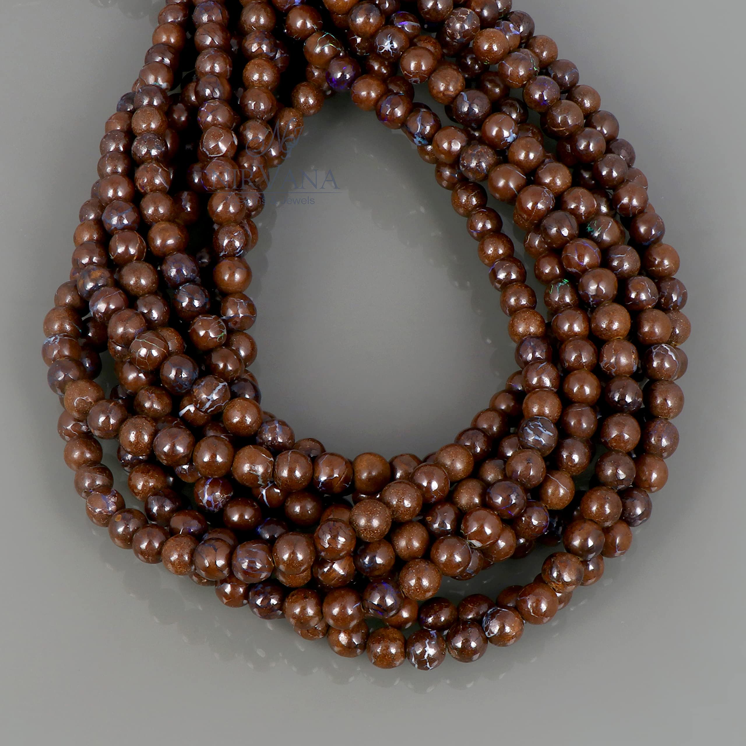Naturalny opal kamień luźne koraliki sznur (7-7,5 mm) okrągły gładki żweleria tworzenie DIY - (39 cm) 1 sznurek na naszyjnik, bransoletka, kolczyki