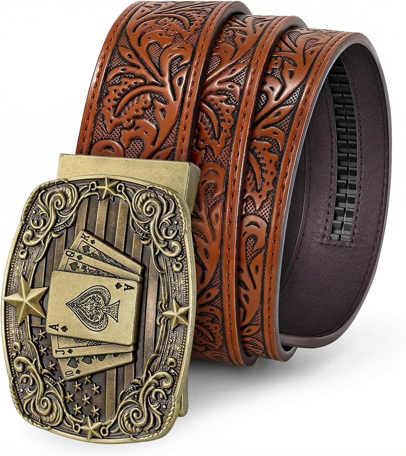 BELTROAD Western Ratchet Belts for Men Women Cowboy Belt Western Leather Ratchet Men's Slid Belt Gift, Cut for Fit