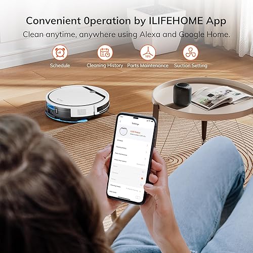 Miniatura 5 de ILIFE Combo robot de aspiradora y trapeador, V3s Pro actualizado, compatible con WiFi de 2.4 GHzAlexaGoogle, 120 minutos, 3000 Pa, aspiradora