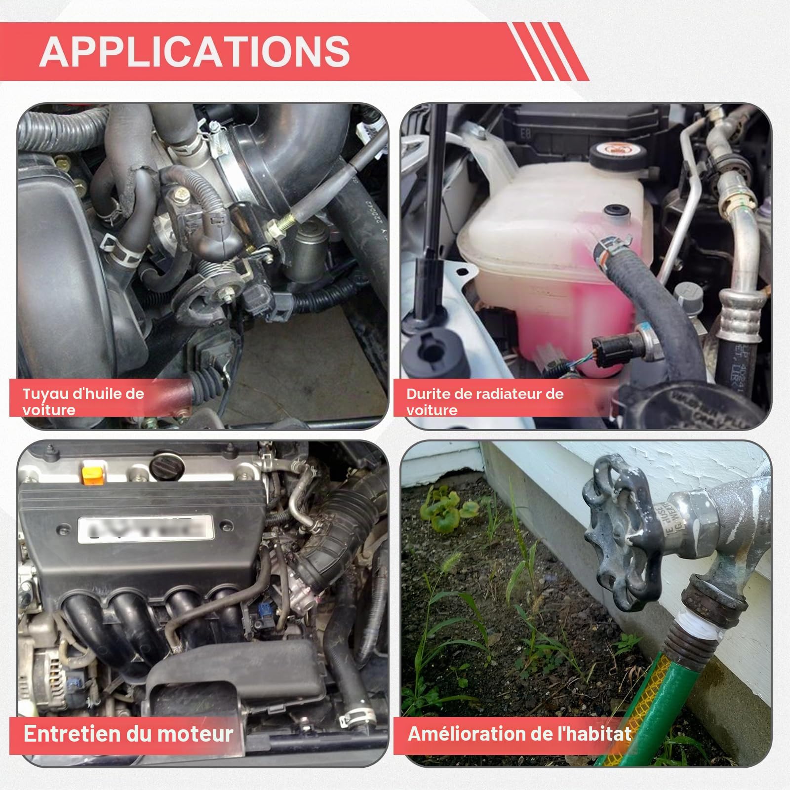 FreeTec 15 pièces Kit Pince a Collier de Durite, 9 Pince Collier à Ressort et 6 Pinces Blocage Tuyau, Pinces Verrouillable pour Démonter Colliers de Serrage Auto (Rouge)