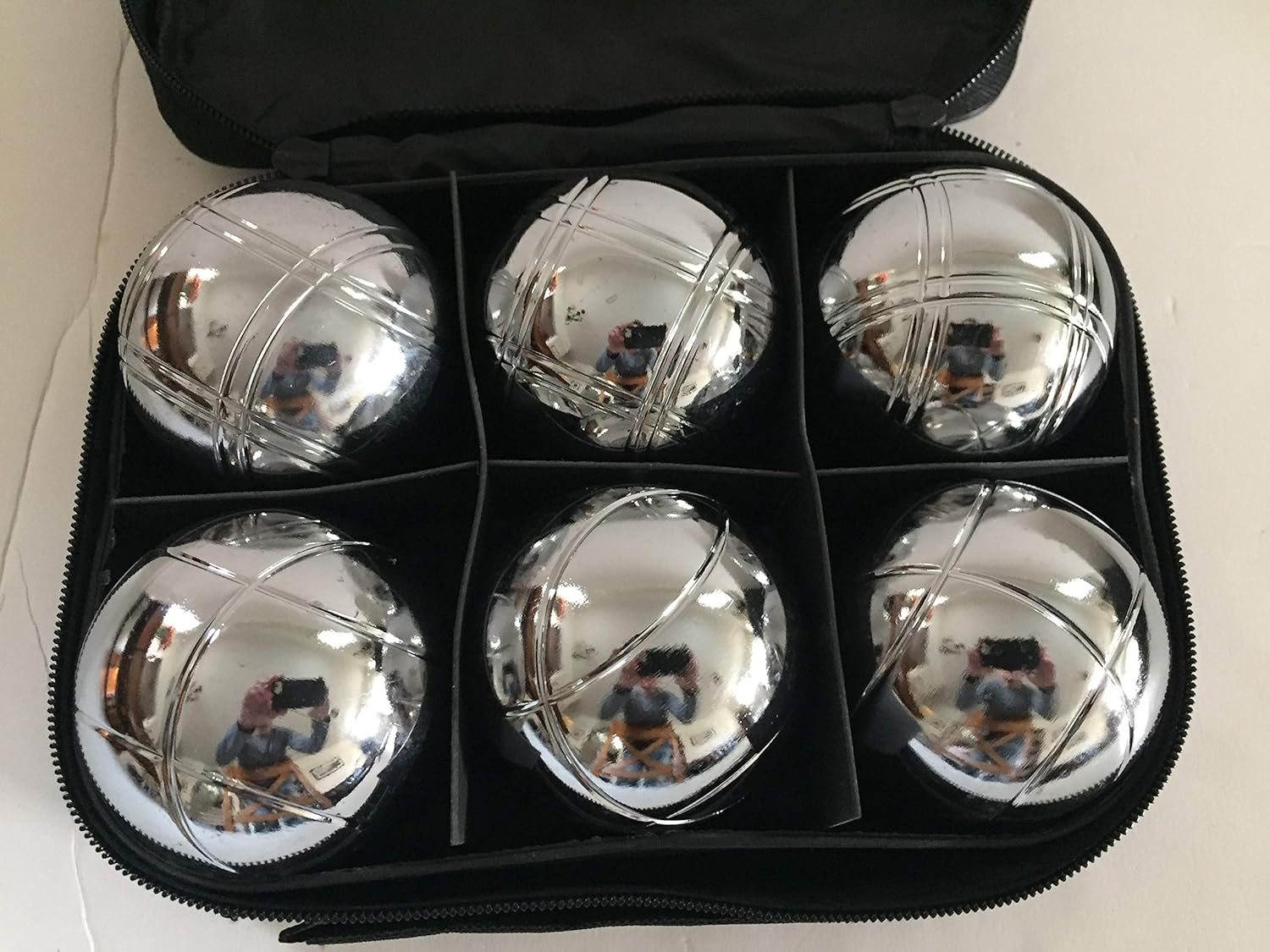 BuyBocceBalls Listing -73mm Metal Petanque/Boules Set with 6 Silver Balls and blackCase