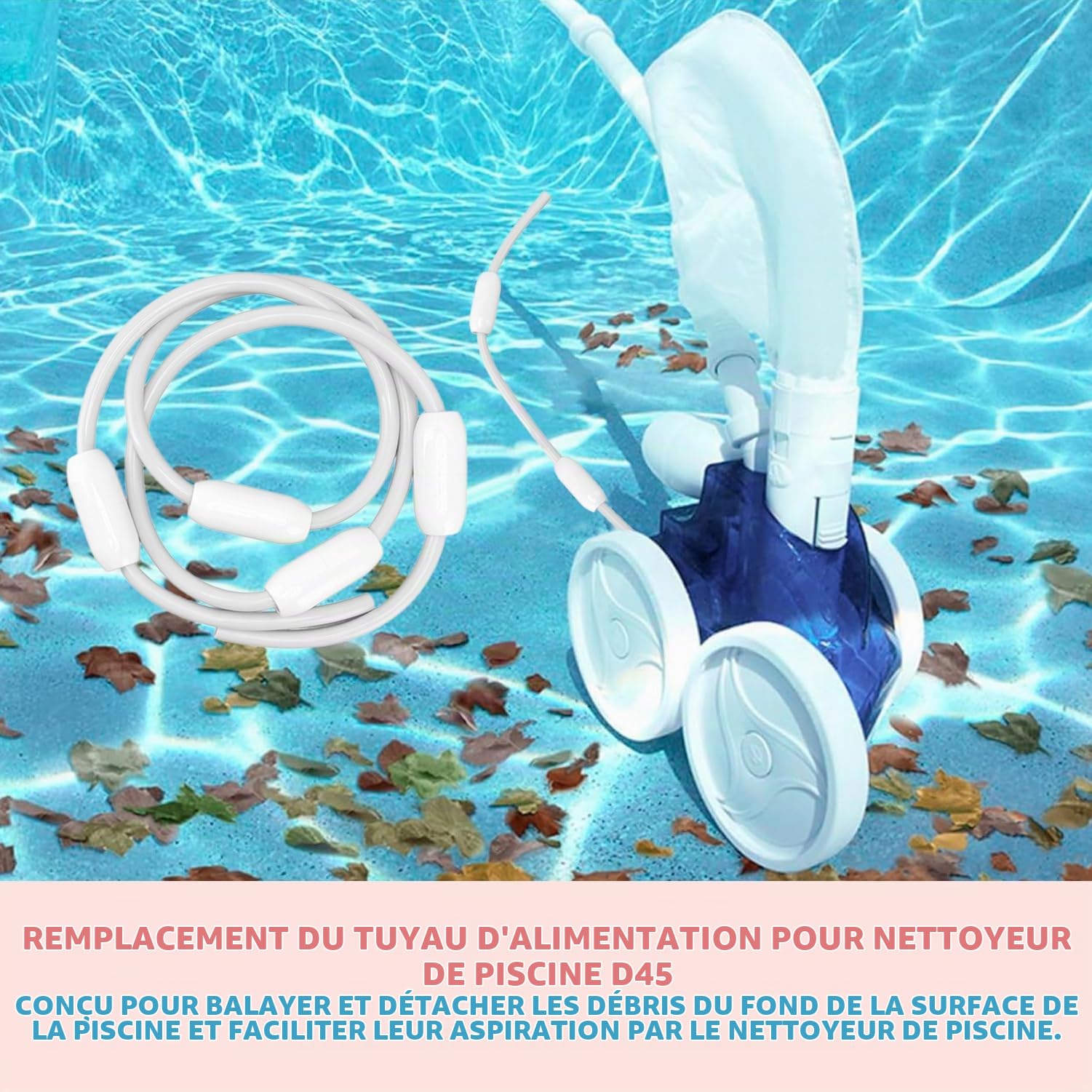 Tuyau d'alimentation de rechange, 10 feet Kit de tuyau d'entrée D-45 D10 à tête flottante pour nettoyeurs for pour Polaris 280 380 180 D45 (non compatible avec Polaris 360)
