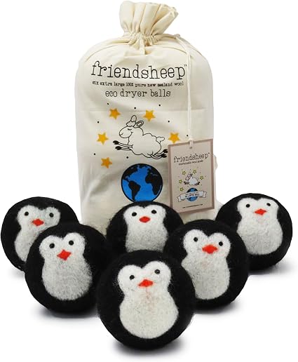 Friendsheep Wool Dryer Balls, Organic Reusable Fabric Softener Alternative for Laundry, Handmade, Fair Trade, Hypoallergenic, Eco-Friendly,