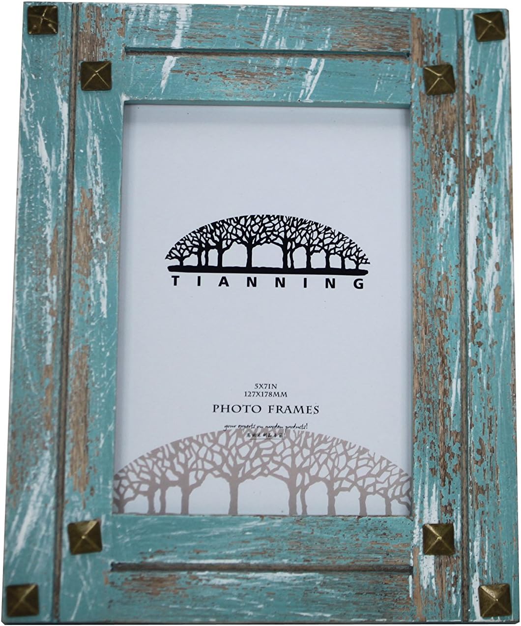 Picture Frames Photo Frame,Size 5x7 Inch Photo Frame,Natural Wood Frame,Tianning Wooden Country Distressed Photo Frame Picture Frame Table Top Home Decor (5 by 7, Blue)