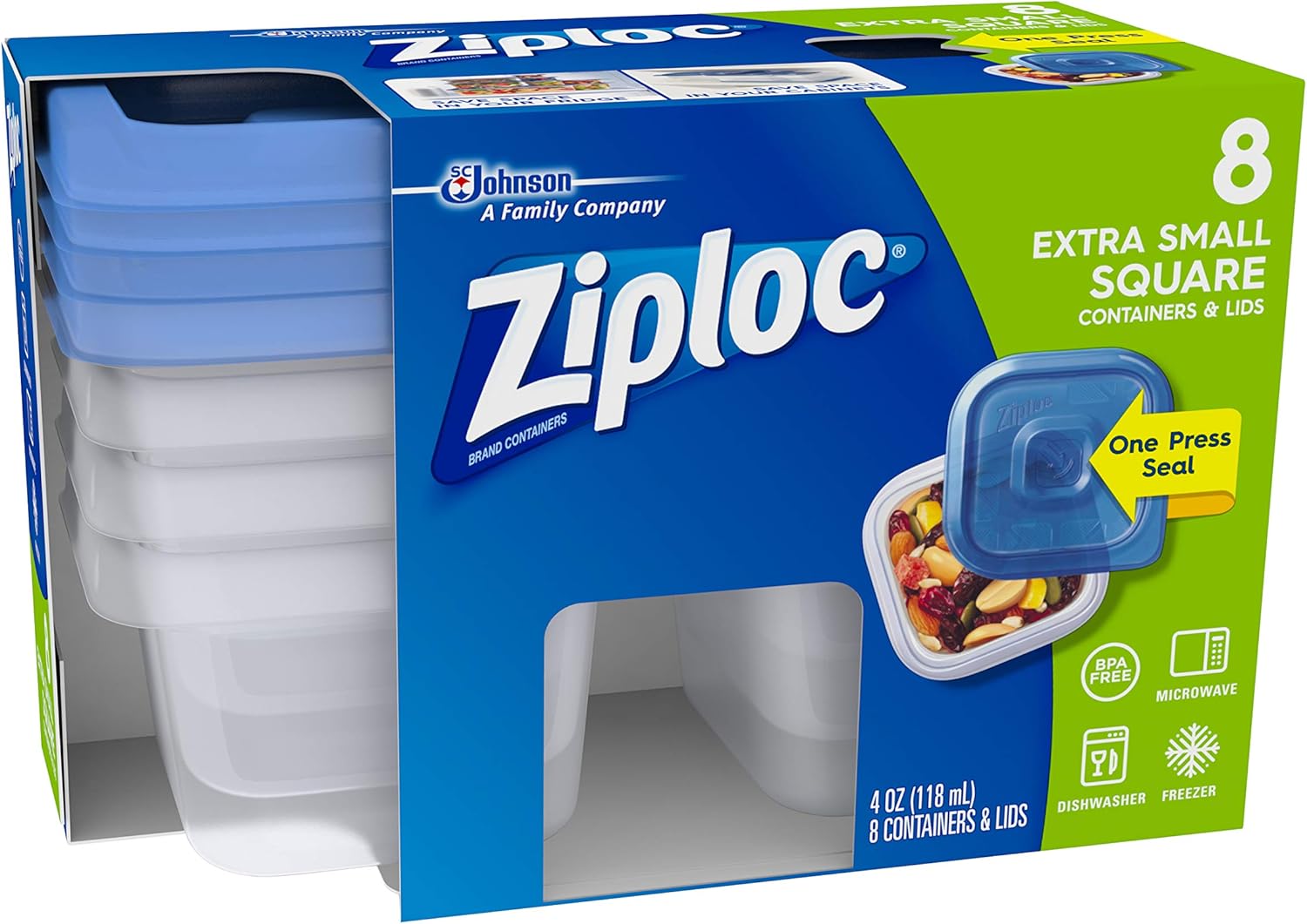 Ziploc One Press Seal Extra Small Square Container - 8 ct (Pack - 6)