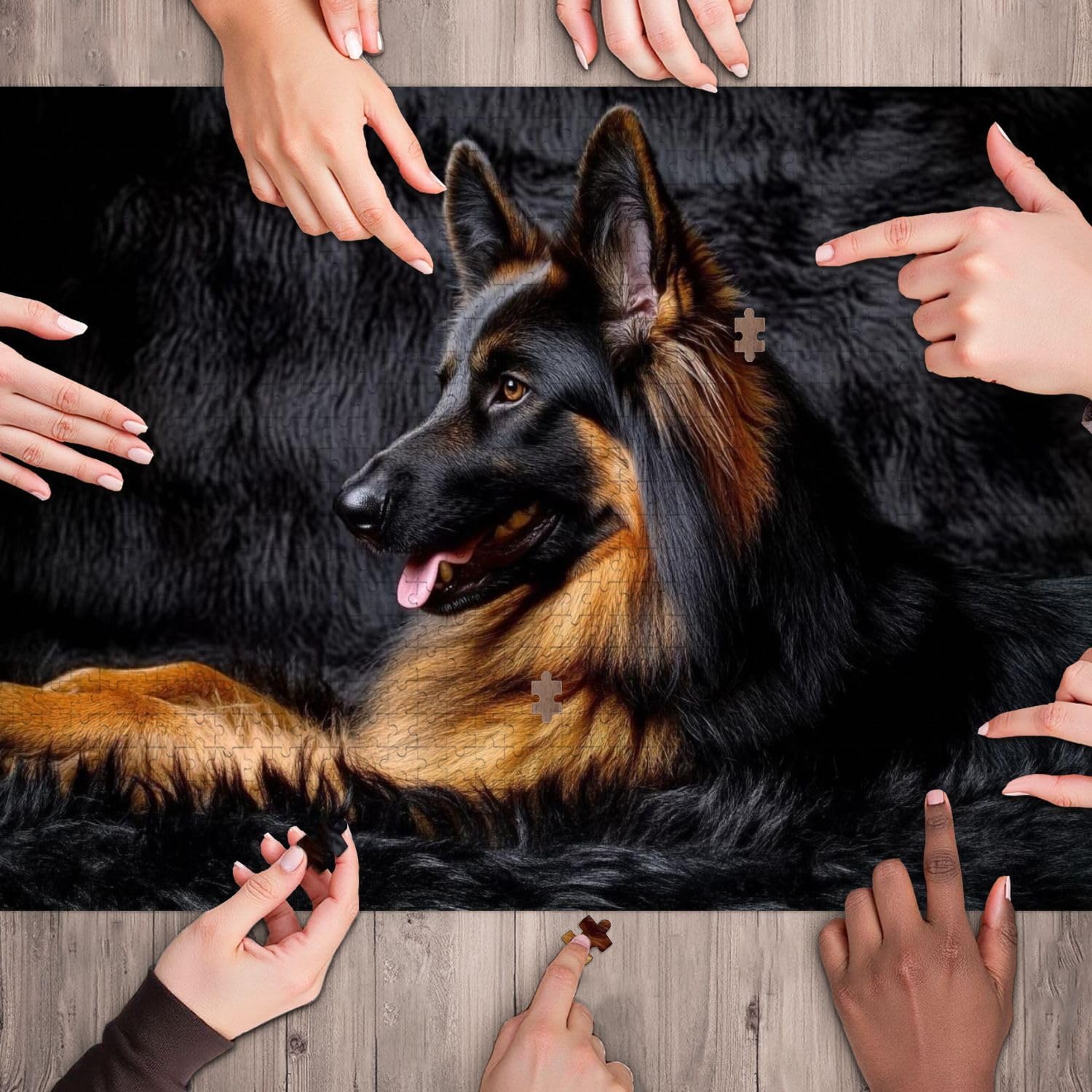 Wooden Jigsaw Puzzles for Adults 1000 Pieces Long Haired German Shepherd Dog Fun and Challenging Board Puzzles Large Educational Game Kids Toys Gift Home Decor