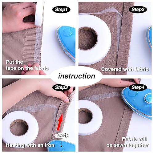 Miniatura 6 de OOTDAY Cinta de dobladillo para planchar, cinta de dobladillo fusible, cinta adhesiva para el dobladillo, 0.8 pulgadas de ancho 66210 pies de largo,