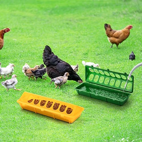 Miniatura 6 de Coloch Paquete de 6 comederos de aves de corral abatibles, bandeja de alimentación de aves de corral de múltiples agujeros, dispensador de