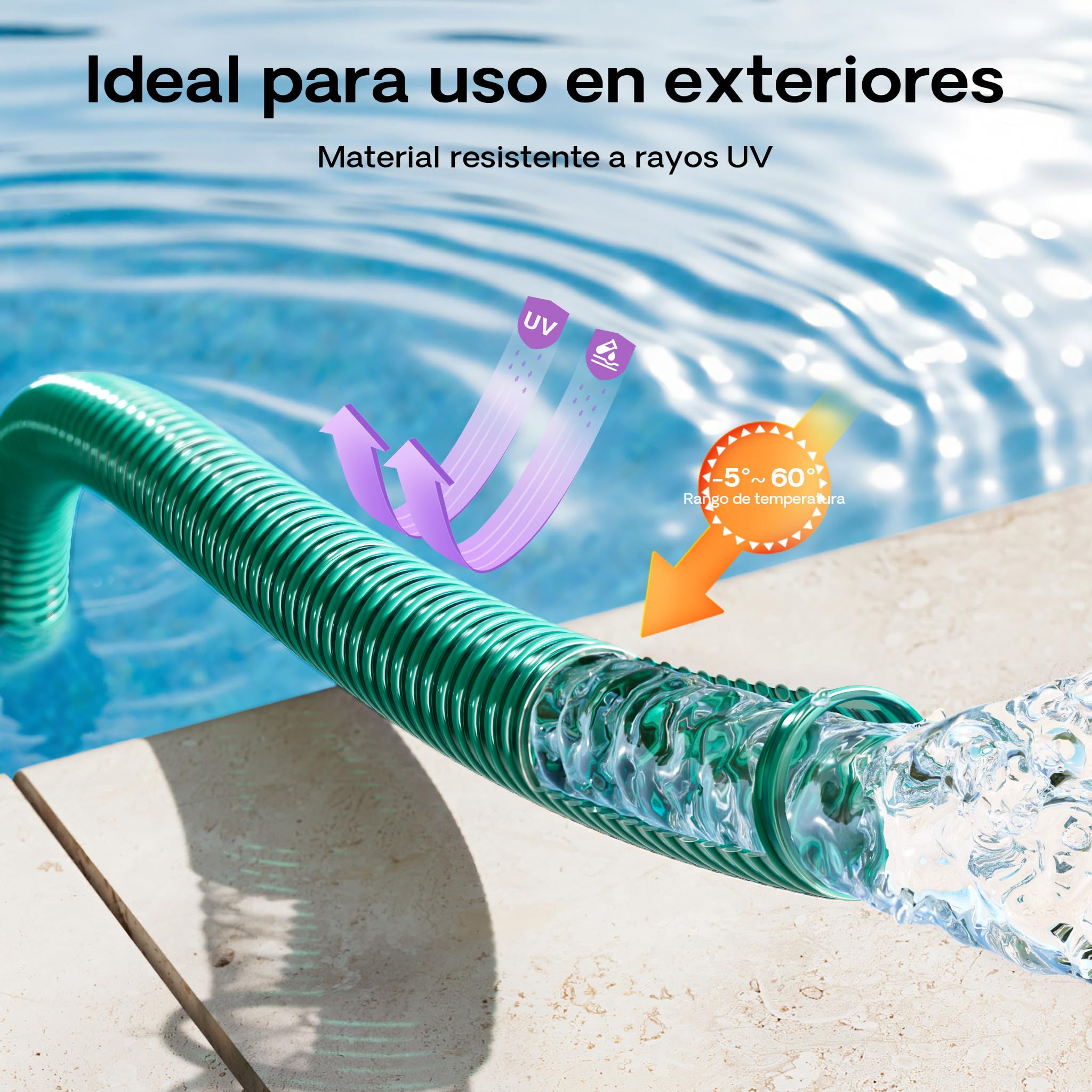Manguera de succión y presión 5m refuerzo espiral 38mm diametro (1 1/2") - fabricado en Europa