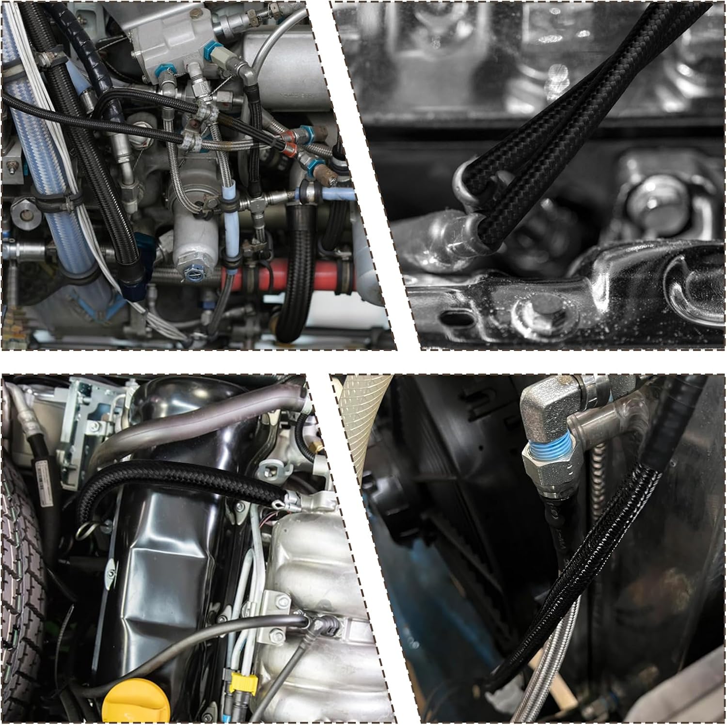 MuHize Stainless Steel Braided Transmission Cooler Line Kit (70 Inch AN-6) - High-Pressure Upgrade for GM 4L60E/4L80E/TH350/TH400/700R4 & Ford AOD/4R70W/4R100 | Leak-Proof Universal Fit