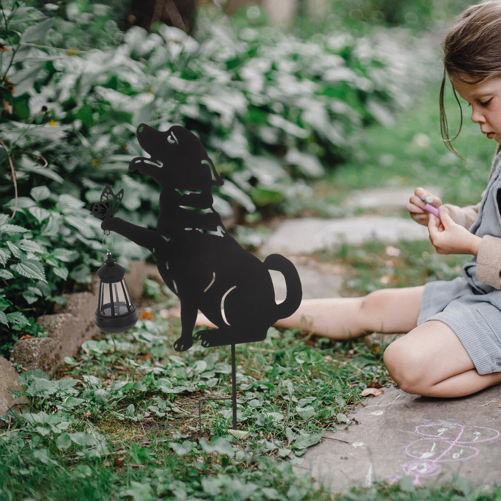 NUOBESTY Lampada Solare Cane da Giardino in Alluminio Nera con LED