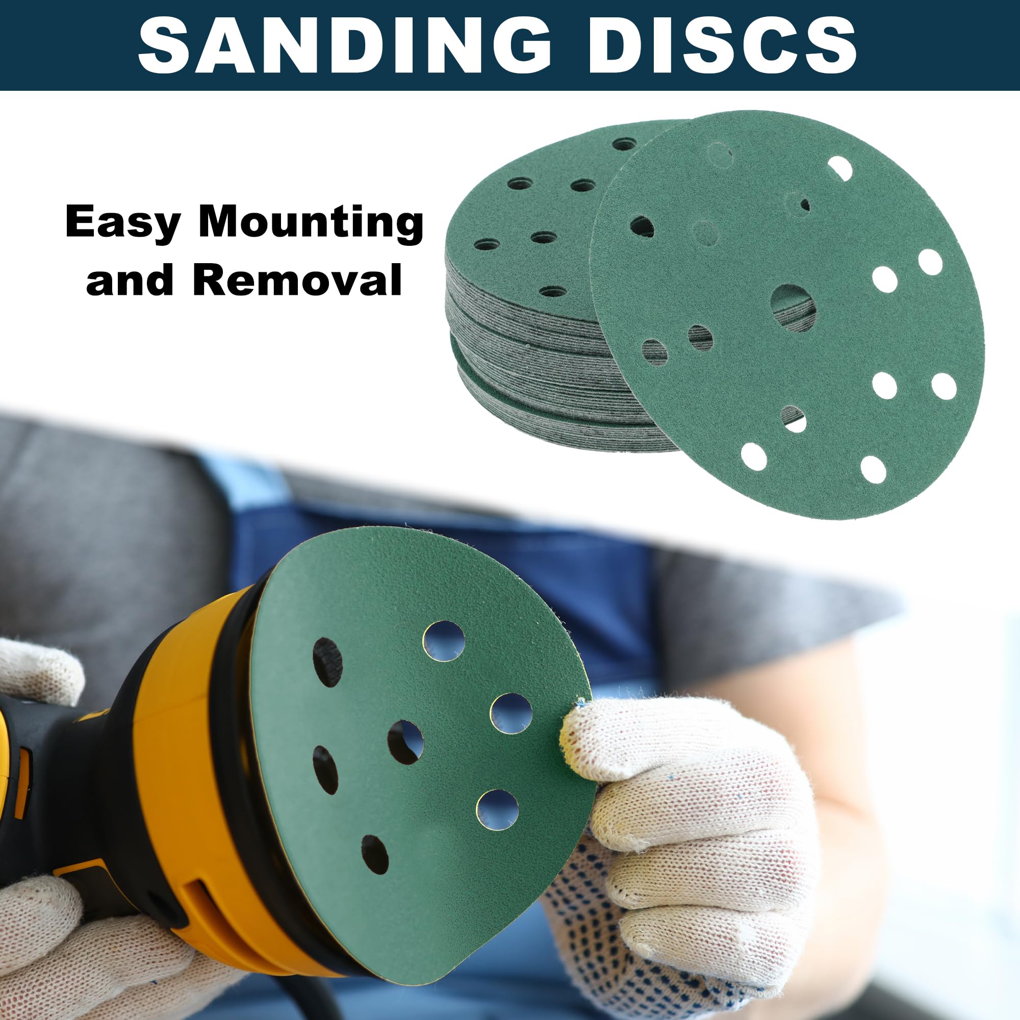 TUCKBOLD Car Sanding Discs 6inch 15 Hole 100 Grit Abrasion Resistance, Green - Image 2