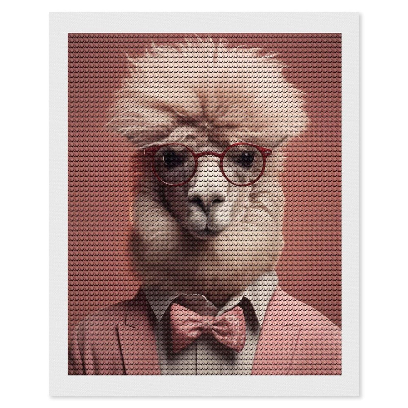 Junmoney Alpaca Funny Animal Diamond Art Canvas 16"x20", Easy Handmade Project, Complete Accessories, Bedroom Decor, Birthday Gift
