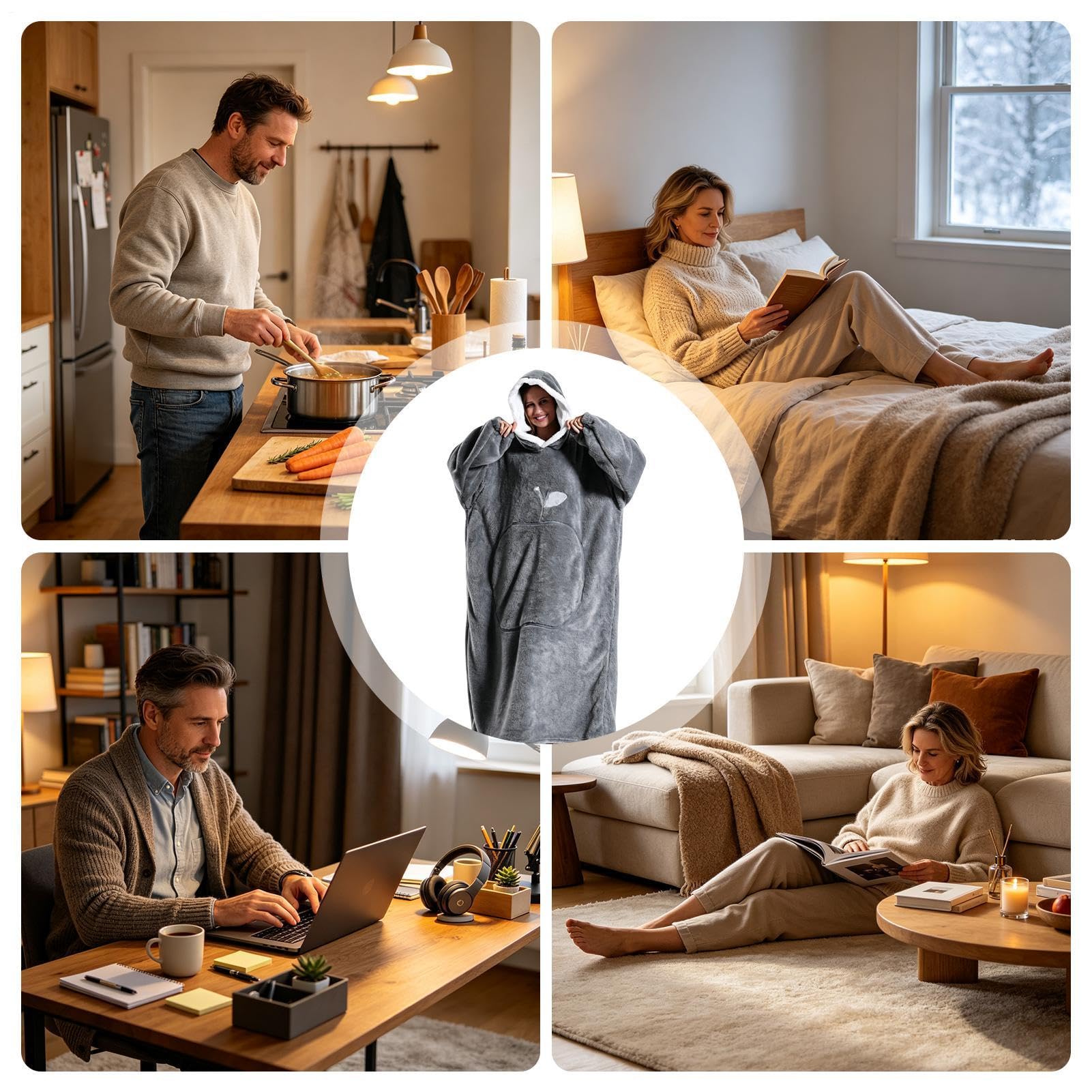 Gran manta con capucha de gran tamaño Sudadera caliente oversize con