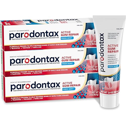 Parodontax Active Gum Repair Toothpaste, Toothpaste To Help Reverse Signs Of Early Disease For Health, Fresh Mint Flavored - 3.4 Oz x 3
