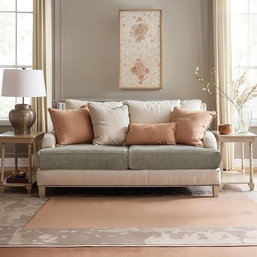 Miniatura 2 de SUBRTEX Fundas de cojín elásticas para cojines de sofá, fundas de asiento de caravana, protector de cojín de sofá biplaza de elastano, protector de