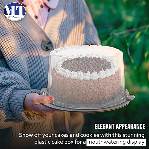 Miniatura 5 de MT Products Contenedor de plástico PET para tartas, 5 piezas con cubierta transparente para una visibilidad óptima del producto para pastel redondo