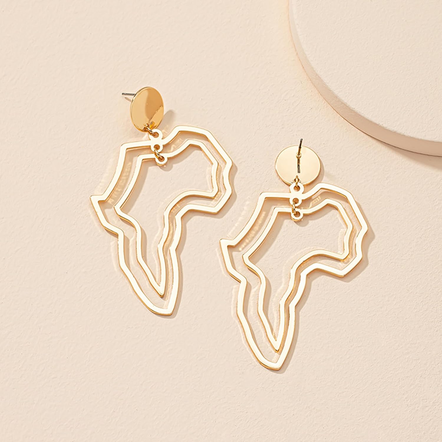 African Map Earrings Black Women Gold African Continent Map Drop Dangle Earrings Black History Exaggerated Hollow Africa Earrings Juneteenth Ethnic Accessories - Image 6