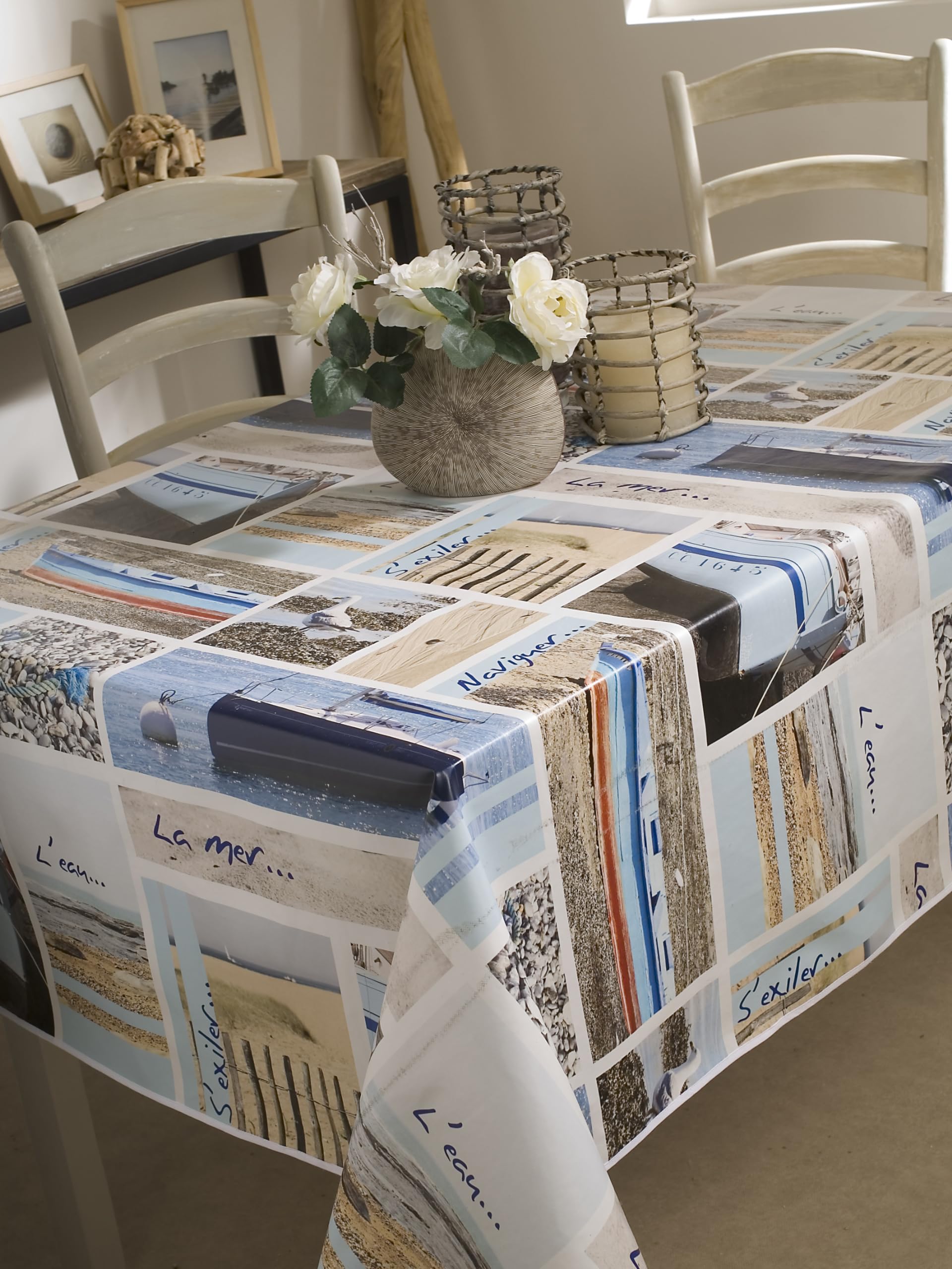 CALITEX Oilcloth Brittany Bias Finish Round 140 cm