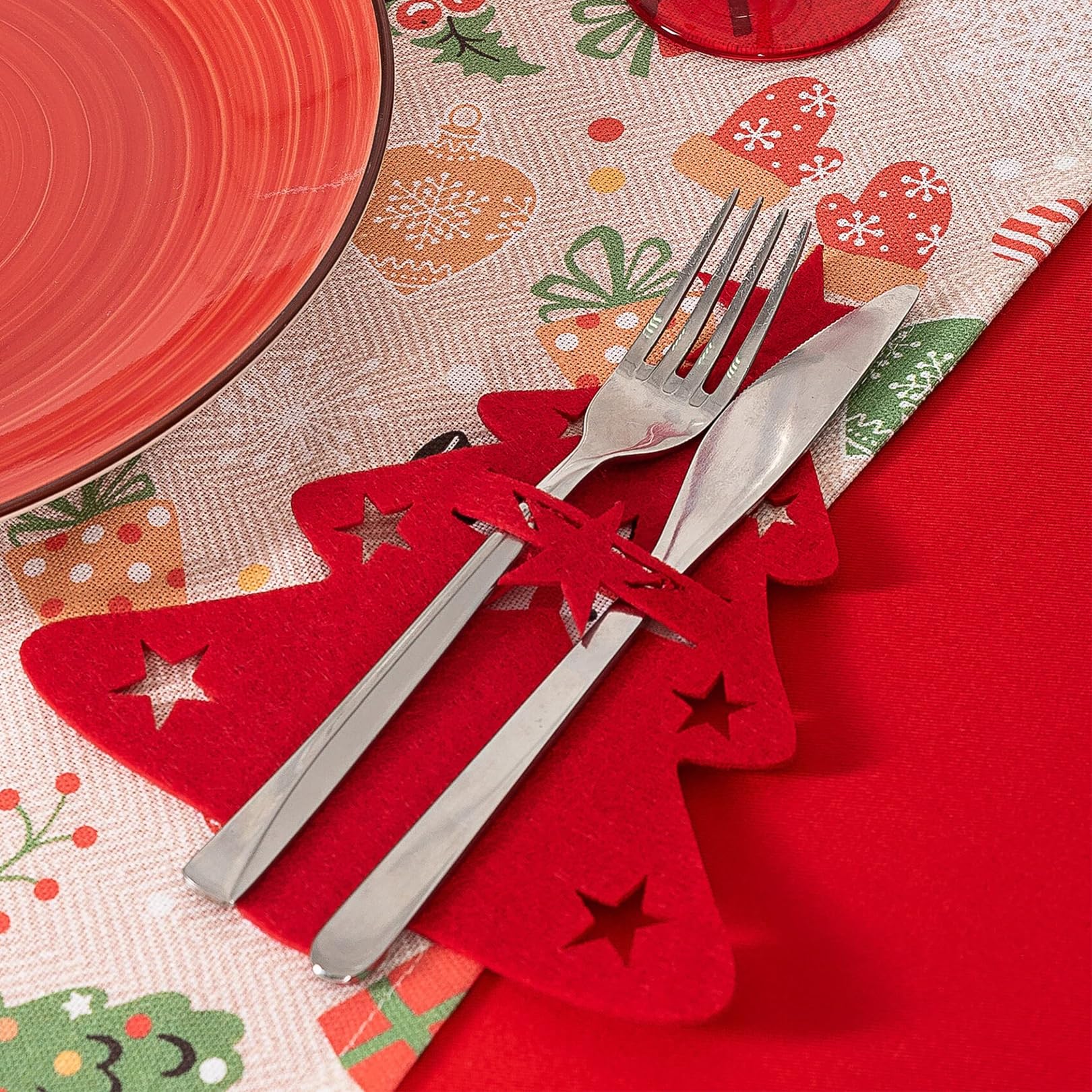 12 stuks bestekhouders voor Kerstmis, vilten bestektas