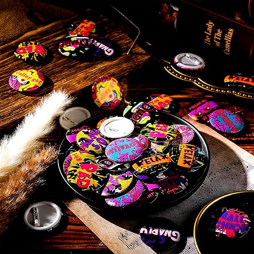 Miniatura 3 de Jutom 48 Pcs 80s Party Favors 80's Buttons Pins Badges for Backpacks 1980's Themed Accessories Lapel Pins for 1980's Themed Party Supplies Clothes