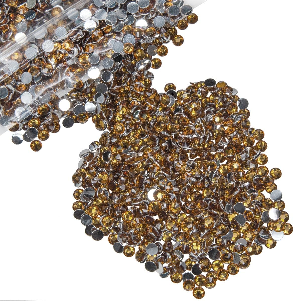 Amazon.com: qiipii 14000PCS 2mm Amber Brown Crystal Resin Rhinestones ...